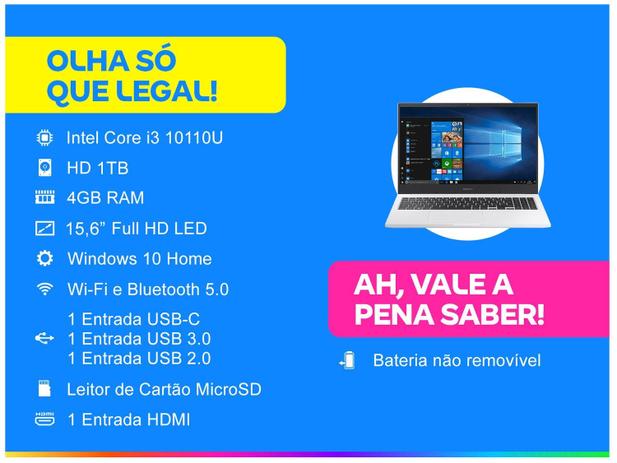Notebook Samsung Book E30 Intel Core i3 4GB 1TB - 15,6” Full HD Windows 10