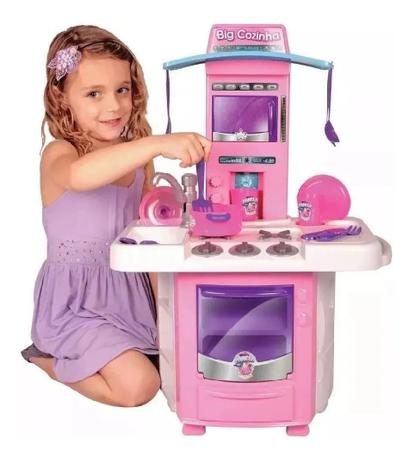 Nova Cozinha Infantil - Big Star ROSA - Panelinhas e Talheres - Torneira que sai Aguá de Verdade Menor preço em Nova Cozinha Infantil - Big Star ROSA - Panelinhas e Talheres - Torneira que sai Aguá de Verdade