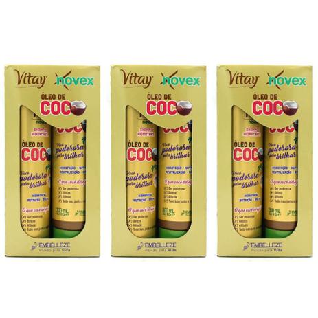 Novex Óleo De Coco Shampoo + Condicionador 300ml (Kit C/03) Menor preço em Novex Óleo De Coco Shampoo + Condicionador 300ml (Kit C/03)