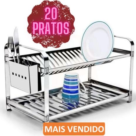 NOVO Escorredor 100% Inox 20 Pratos + Porta Talher Inox - Mak Inox - MAKINOX Menor preço em NOVO Escorredor 100% Inox 20 Pratos + Porta Talher Inox - Mak Inox - MAKINOX