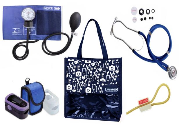 Novo Kit Enfermagem: Aparelho de Pressão com Estetoscópio Rappaport Azul Premium + Oxímetro - G-Tech + Bolsa JRMED Menor preço em Novo Kit Enfermagem: Aparelho de Pressão com Estetoscópio Rappaport Azul Premium + Oxímetro - G-Tech + Bolsa JRMED