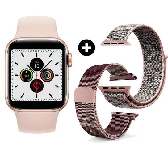 Novo relógio iwo 13 série 6 rosê smartwatch w56 com 52 faces 44mm ios e android 3 pulseiras rosa - GlobalWatch Menor preço em Novo relógio iwo 13 série 6 rosê smartwatch w56 com 52 faces 44mm ios e android 3 pulseiras rosa - GlobalWatch
