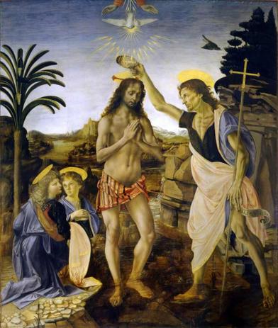 Imagem de O Batismo de Cristo - da Vinci  Tela Grande Para Quadro