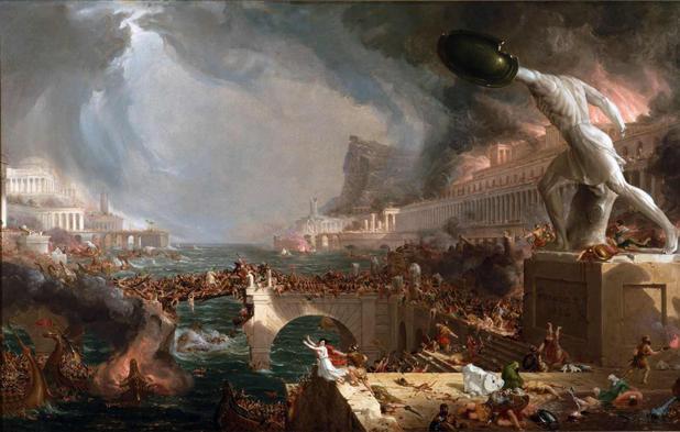 Menor preço em O Curso do Império - Destruição - Thomas Cole - Tela 30x47 Para Quadro - Santhatela