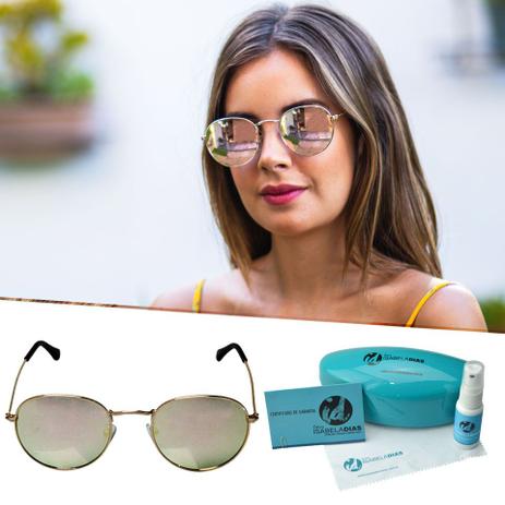 Menor preço em Oculos De Sol Feminino Redondo Lente Espelhada Retro - Isabela dias