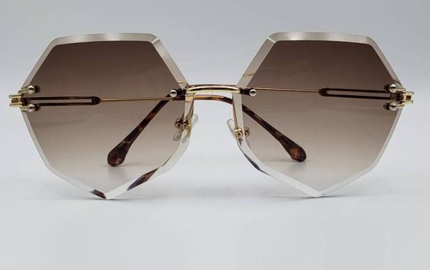 Óculos de Sol Feminino Sextavado Sem Aro, Designer Chloé ...