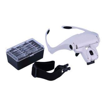 Oculos lupa de cabeca pala profissional com 5 lentes e 2 leds branca para dentistas, estetica write - Faça resolva Menor preço em Oculos lupa de cabeca pala profissional com 5 lentes e 2 leds branca para dentistas, estetica write - Faça resolva