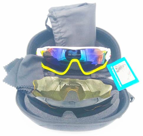 Óculos Sol Bicicleta Bike Ciclismo Polarizado 3 Lentes (1 Polarizada) Branco com Amarelo Limao - Katatop Menor preço em Óculos Sol Bicicleta Bike Ciclismo Polarizado 3 Lentes (1 Polarizada) Branco com Amarelo Limao - Katatop