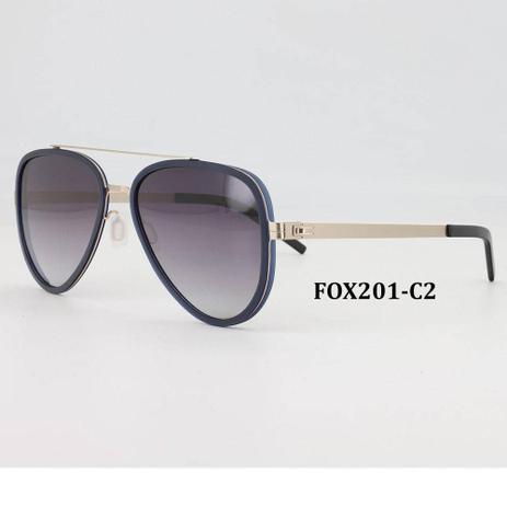 Óculos Solar Masculino Fox Modelo FOX201 C2 Aviador Arm Acetato Haste Metal Medidas 56-17-145 Menor preço em Óculos Solar Masculino Fox Modelo FOX201 C2 Aviador Arm Acetato Haste Metal Medidas 56-17-145
