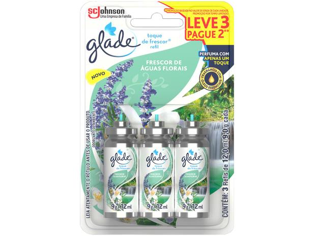 Odorizador de Ambiente Spray Refil Glade Toque de - Frescor de Águas Florais 12ml 3 Unidades Menor preço em Odorizador de Ambiente Spray Refil Glade Toque de - Frescor de Águas Florais 12ml 3 Unidades