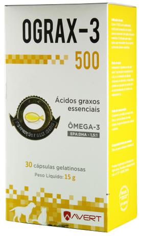Ograx-3 500mg 30 Capsulas Suplemento Caes Original Avert - Avert laboratorios Menor preço em Ograx-3 500mg 30 Capsulas Suplemento Caes Original Avert - Avert laboratorios