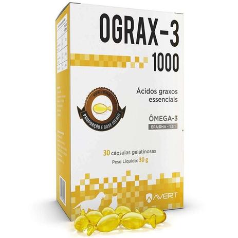 Ograx-3 Avert Com Ômega-3 1000mg Cães E Gatos 30 Cápsulas Menor preço em Ograx-3 Avert Com Ômega-3 1000mg Cães E Gatos 30 Cápsulas