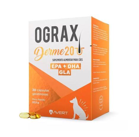 Ograx Derme 20 - Suplemento Alimentar Para Cães - Avert - 30 Cápsulas - 30 Cápsulas Menor preço em Ograx Derme 20 - Suplemento Alimentar Para Cães - Avert - 30 Cápsulas - 30 Cápsulas