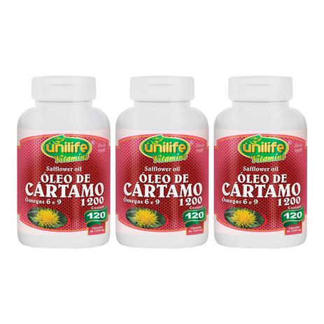 Óleo De Cártamo 120 Cápsulas 1200mg Com Ômegas 6 e 9 Unilife - Kit Com 3 Unidades - Unilife vitamins Menor preço em Óleo De Cártamo 120 Cápsulas 1200mg Com Ômegas 6 e 9 Unilife - Kit Com 3 Unidades - Unilife vitamins