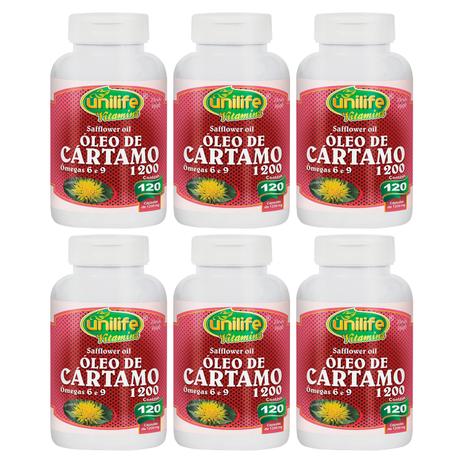 Óleo De Cártamo 120 Cápsulas 1200mg Com Ômegas 6 e 9 Unilife - Kit Com 6 Unidades - Unilife vitamins Menor preço em Óleo De Cártamo 120 Cápsulas 1200mg Com Ômegas 6 e 9 Unilife - Kit Com 6 Unidades - Unilife vitamins