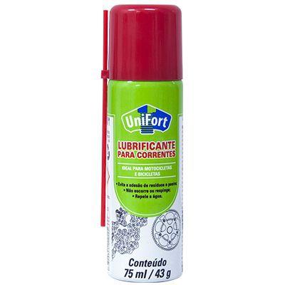 Oleo lubrificante de correntes spray 43g/75ml (óleo bike) - Unifort Menor preço em Oleo lubrificante de correntes spray 43g/75ml (óleo bike) - Unifort