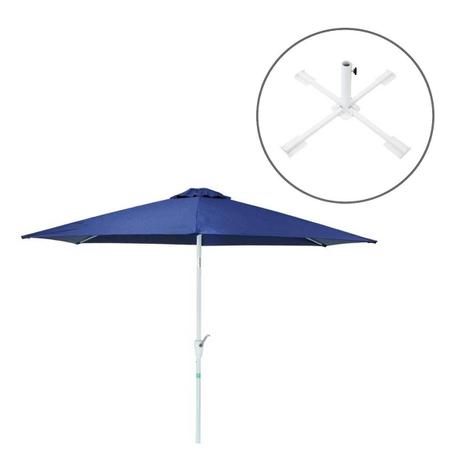 Ombrelone Milano 300 Garden Sistema de Inclinação Azul Nautika + Suporte Garden Dobrável Branco Menor preço em Ombrelone Milano 300 Garden Sistema de Inclinação Azul Nautika + Suporte Garden Dobrável Branco