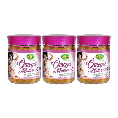 Ômega 3, 6, 9 Mulher 1000mg 60 Cápsulas Unilife - Kit com 3 Unidades - Unilife vitamins Menor preço em Ômega 3, 6, 9 Mulher 1000mg 60 Cápsulas Unilife - Kit com 3 Unidades - Unilife vitamins