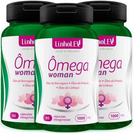 Ômega 3-6-9 Mulher Woman 3 Frascos 1000mg - Linholev Menor preço em Ômega 3-6-9 Mulher Woman 3 Frascos 1000mg - Linholev