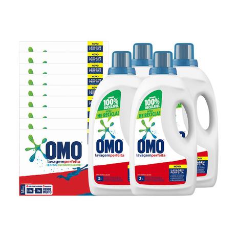 Omo Detergente Pó 1.6Kg Detergente Líquido 3L Menor preço em Omo Detergente Pó 1.6Kg Detergente Líquido 3L