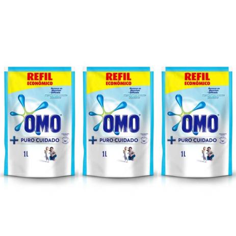 Omo Puro Cuidado Lava Roupas 1 L (Kit C/03) Menor preço em Omo Puro Cuidado Lava Roupas 1 L (Kit C/03)