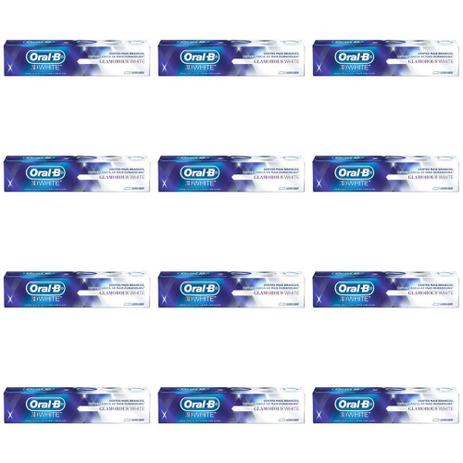 Oral B 3D Glamorous White Creme Dental 90g (Kit C/12) Menor preço em Oral B 3D Glamorous White Creme Dental 90g (Kit C/12)