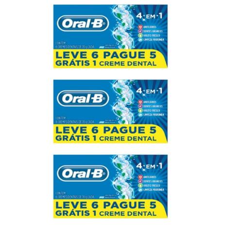 Oral B 4em1 Creme Dental 70g (Kit C/03) Menor preço em Oral B 4em1 Creme Dental 70g (Kit C/03)