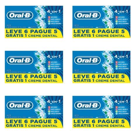 Oral B 4em1 Creme Dental 70g (Kit C/06) Menor preço em Oral B 4em1 Creme Dental 70g (Kit C/06)