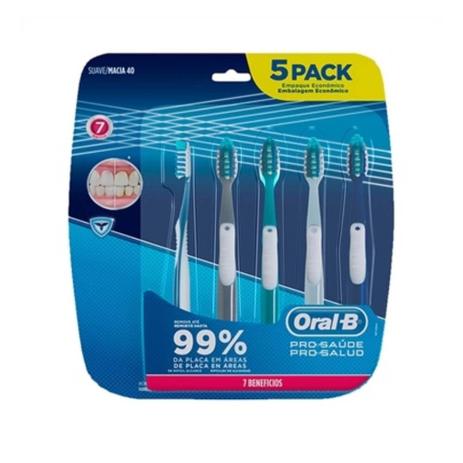 Oral B Pro Saúde 7 Benefícios Escova Dental C/5 Menor preço em Oral B Pro Saúde 7 Benefícios Escova Dental C/5