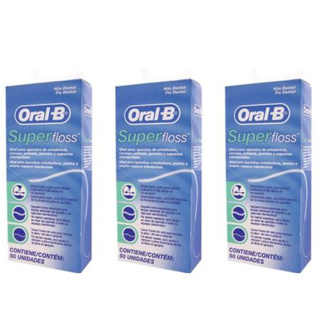 Oral B Super Floss Fio Dental 50m (Kit C/03) Menor preço em Oral B Super Floss Fio Dental 50m (Kit C/03)