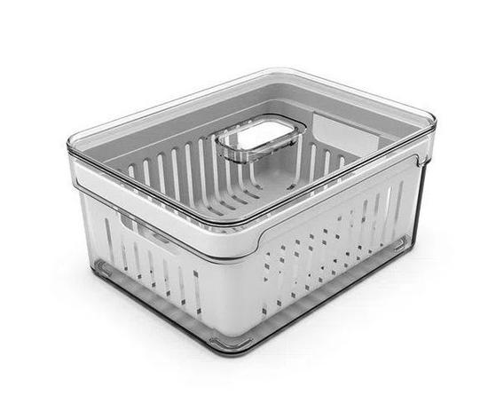 Organizador Acrílico Com Cesto Válvula Geladeira Frutas Verduras Legumes 2,2L - Ou Menor preço em Organizador Acrílico Com Cesto Válvula Geladeira Frutas Verduras Legumes 2,2L - Ou