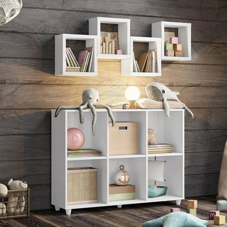 Organizador Aquarela com 4 Nichos Aquarela - Branco HP - Móveis Henn Menor preço em Organizador Aquarela com 4 Nichos Aquarela - Branco HP - Móveis Henn