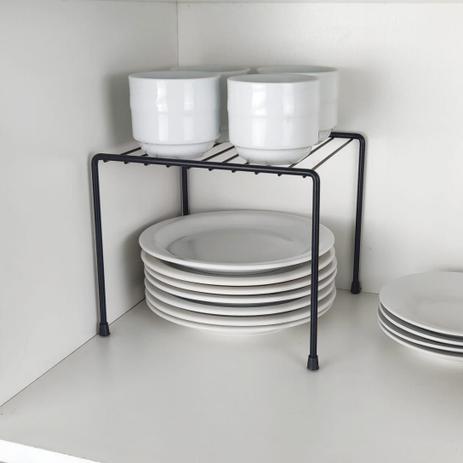 Menor preço em Organizador Armário Cozinha Prateleira Aramado Aço Preto 21cm - Tomelin Aramados