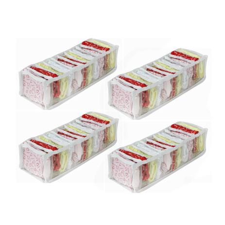 Organizador de Gavetas (calcinhas, meias, cuecas) Transp.Bco - Kit 4 peças - VB Home Menor preço em Organizador de Gavetas (calcinhas, meias, cuecas) Transp.Bco - Kit 4 peças - VB Home