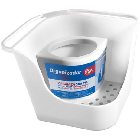 Organizador Pia Dispenser Detergente Esponja Porta Talheres Branco - Coza Menor preço em Organizador Pia Dispenser Detergente Esponja Porta Talheres Branco - Coza