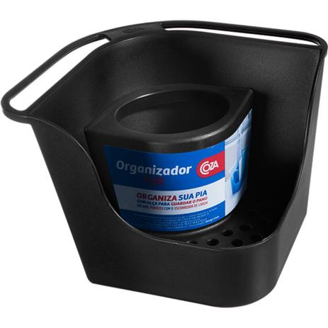 Organizador Pia Dispenser Detergente Esponja Porta Talheres Preto - Coza Menor preço em Organizador Pia Dispenser Detergente Esponja Porta Talheres Preto - Coza