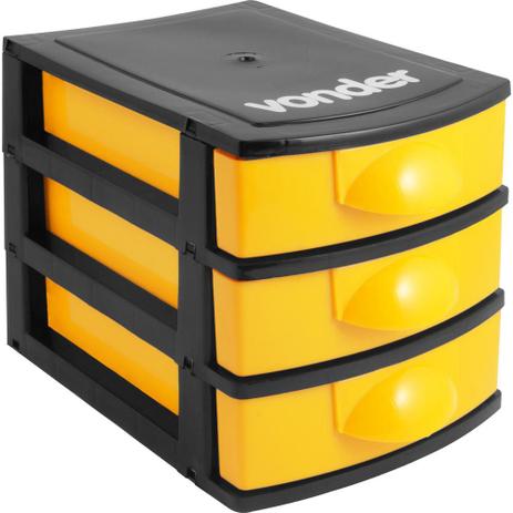 Organizador Plástico Mini 3 Gavetas Preto E Amarelo - Vonder Menor preço em Organizador Plástico Mini 3 Gavetas Preto E Amarelo - Vonder