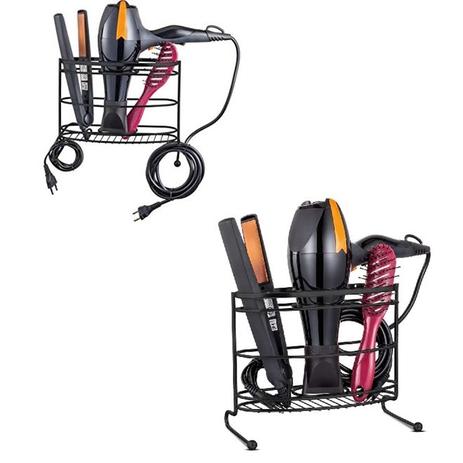 Organizador suporte para secador e chapinha black luxo 2 em 1 cesto porta escova de parede e bancada - Passerini Menor preço em Organizador suporte para secador e chapinha black luxo 2 em 1 cesto porta escova de parede e bancada - Passerini