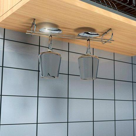 Organizador Suporte Porta Taças Reto Em Aço Cromado para Fixar em Armário 42cm - Nacional Menor preço em Organizador Suporte Porta Taças Reto Em Aço Cromado para Fixar em Armário 42cm - Nacional