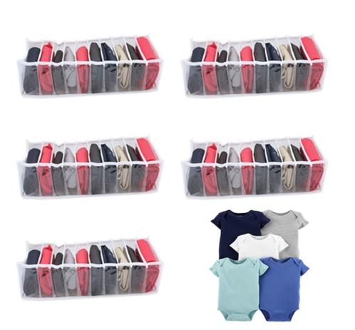 Organizadores Para Roupas Intimas E Body De Bebê em PVC (5 peças) - Cia das Capas Menor preço em Organizadores Para Roupas Intimas E Body De Bebê em PVC (5 peças) - Cia das Capas