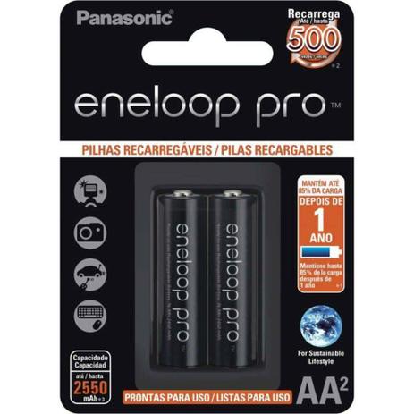 Pack com 2 Pilhas Recarregáveis Panasonic Eneloop Pro NI/MH Tipo AA 2550mAh Menor preço em Pack com 2 Pilhas Recarregáveis Panasonic Eneloop Pro NI/MH Tipo AA 2550mAh