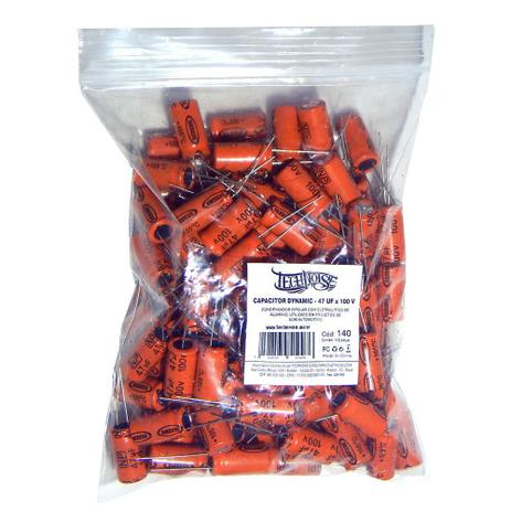 Pacote C/ 100 Pçs - Capacitor Bipolar 47uf X 100v Technoise Menor preço em Pacote C/ 100 Pçs - Capacitor Bipolar 47uf X 100v Technoise