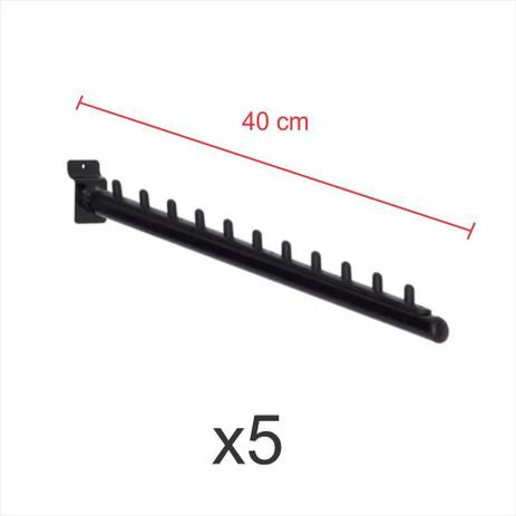 Pacote com 5 ganchos rt para roupas preto de 40 cm para painel canaletado - E-Nichos é boa?