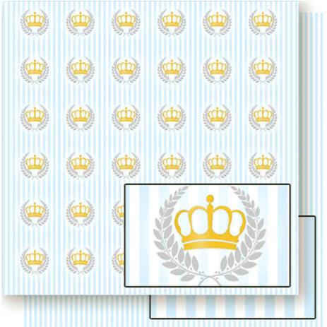 Menor preço em Página para Scrapbook Dupla Face Litoarte 30,5 x 30,5 cm - Modelo SD-452 Coroas Douradas e Listrado