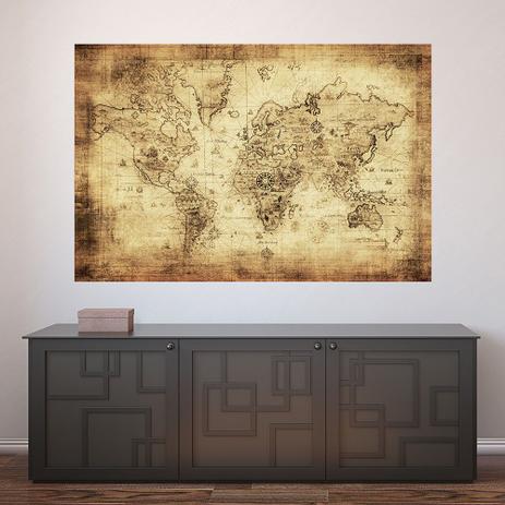 Painel Adesivo de Parede - Mapa Mundi Vintage - 424png - Allodi é boa?