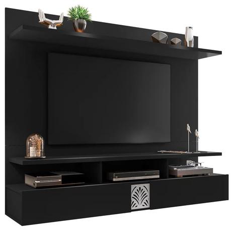 Painel Bancada Suspensa para TV de até 55 Polegadas Amsterdã Preto - Móveis Leão Menor preço em Painel Bancada Suspensa para TV de até 55 Polegadas Amsterdã Preto - Móveis Leão