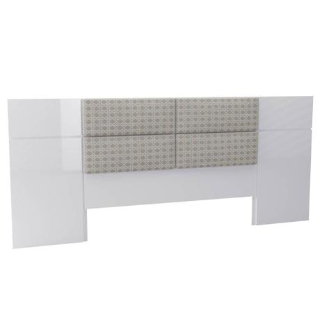 Painel Cabeceira Cama de Casal c/ Estofado TW165 Dalla Costa Branco/Geométrico Palha Menor preço em Painel Cabeceira Cama de Casal c/ Estofado TW165 Dalla Costa Branco/Geométrico Palha