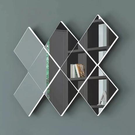 Painel Decorativo Losango 3D 127cm TB83 Off White/Espelho Dalla Costa Menor preço em Painel Decorativo Losango 3D 127cm TB83 Off White/Espelho Dalla Costa