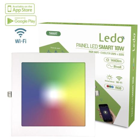 Painel Inteligente Led Smart Rgb Wi-fi Quadrado Embutir 18w Ledo Menor preço em Painel Inteligente Led Smart Rgb Wi-fi Quadrado Embutir 18w Ledo