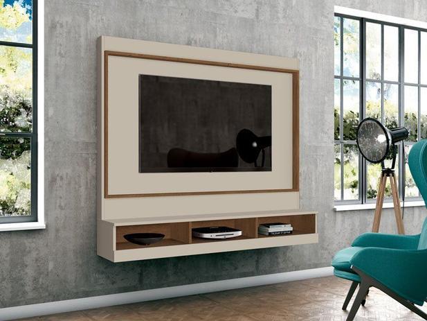 Painel para TV Arena Off White/Naturale - EDN Móveis Menor preço em Painel para TV Arena Off White/Naturale - EDN Móveis